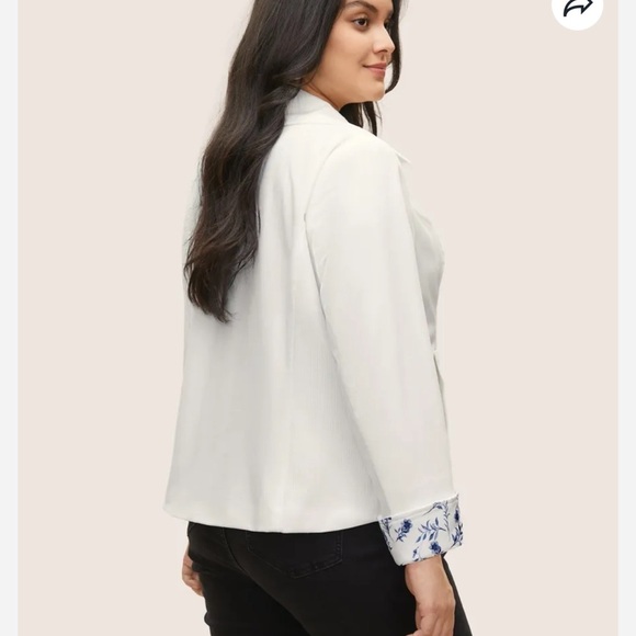 BloomChic Plus Size Corduroy Patchwork Floral Lapel Collar Zipper Jacket - Picture 2 of 10